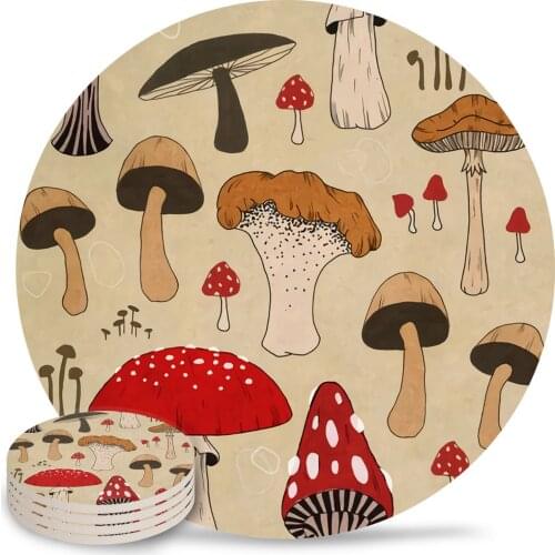 Botanical Illustration Placemats for Table Kitchen Coffee Table Decor Accessories Ceramic Coasters