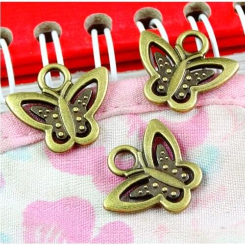 60pcs 15.5*17.5MM Antique Bronze Plated Butterfly Charms Pendants for Diy Necklace Jewelry Making Handmade Craft