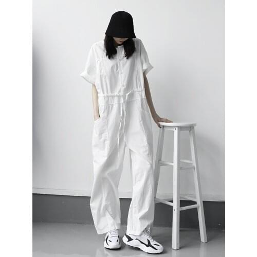Summer 2020 simple tooling style casual loose large size jumpsuit jumpsuit pants street fashion