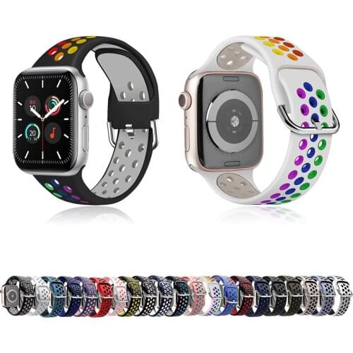 Colorful Silicone Strap For Apple Watch Band 44mm 40mm 38mm 42mm Sport Waterproof Bracelet iWatch Series 5 4 3 SE 6 Accessories