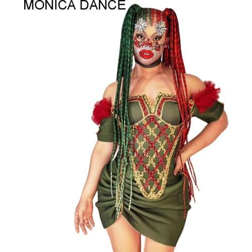 Christmas Sequin Party Sexy Stage Dress Women Birthday Celebration Off Shoulder Dress Prom Short Dress Singer Stage Wear