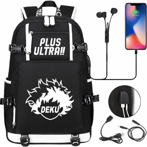 2021 Cartoon My Hero Academia USB Boy Girl School Bag Large Capacity Teenagers Students Schoolbags Women Men Travel Backpack
