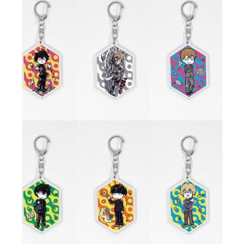 Anime Cartoon Mob Psycho 100 Keychain Mobu Saiko Hyaku Keyring Pendant Cosplay Prop Decor for Boy Girl New Year Gift Hot 1pcs