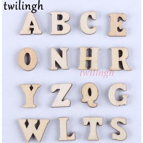 Twilingh 50 Pcs No Holes Button Natural Wooden Buttons Hand Made Logo Alphabet Letter