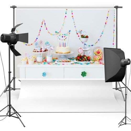 Vinyl Background for photo studio Birthday Cake Party Candy New Fabric Flannel Photography Backdrop For Newborn Kids 2303