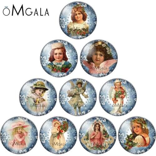 Vintage Retro Lovely Angel Baby Oil Paintings 12mm/18mm/20mm/25mm Round photo glass cabochon demo flat back Making findings