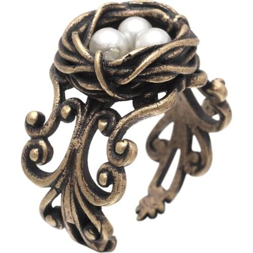 Hainon Vintage Egg Rings For Women 2018 Gold Color Party Bird Nest Trendy Cute party Engagement Punk OPen rings Jewelry