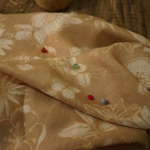 High quality ramie tissu Beautiful Autumn original flower pattern sewing High end dress cheongsam fabric
