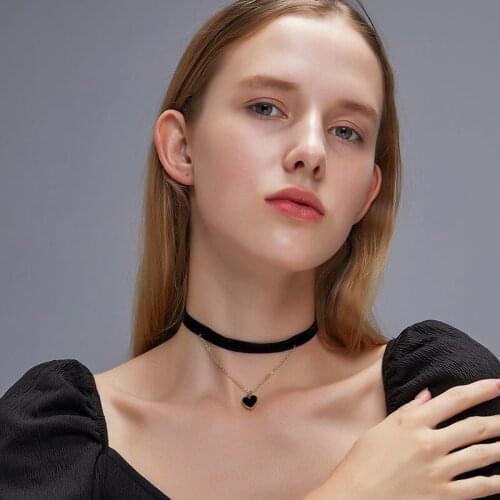 Japan and South Korea Personality Neck Jewelry Beautiful Flannel Necklace Feminine Double Love Pendant Necklace Clavicle Chain