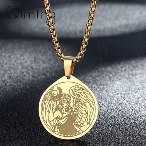 The Goddess Of Victory Women Necklace Amulet Nymph With Wings Ancient Greek Mythology Stainless Steel Jewelry Gift