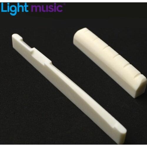 2 Sets of 4pcs 6 String Acoustic Guitar Bone Bridge Saddle and Nut Best Quality Made of Real Bone