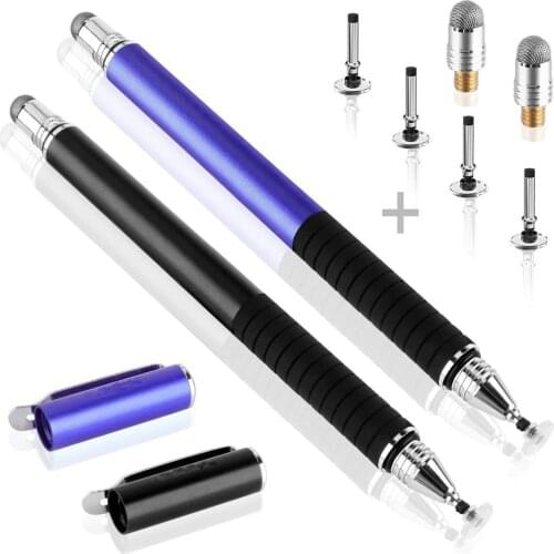 2pcs/Set, 2 in 1 Disc &Fiber Tip Universal Stylus Pen Touch Screen Capacitive Drawing Pencil for Tablet Smartphone iPad Xiaomi