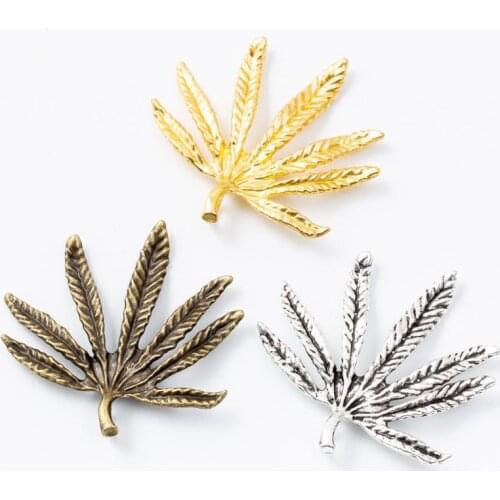 20pcs 41*42MM Antique silver color leaf charms vintage bronze leaf pendant for bracelet earring necklace diy jewelry making