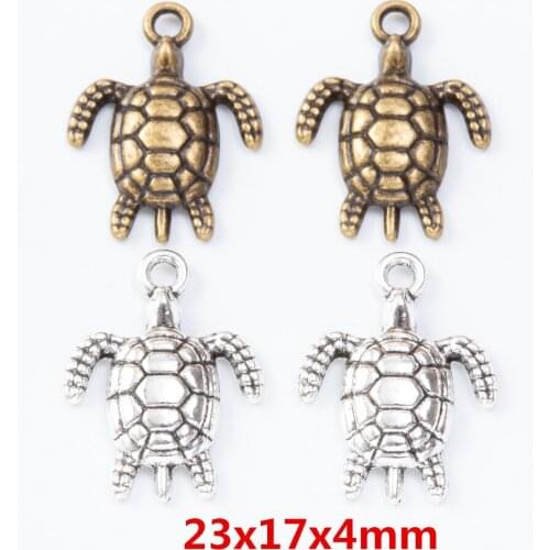 40 pieces of retro metal zinc alloy tortoise pendant for DIY handmade jewelry necklace making 7279