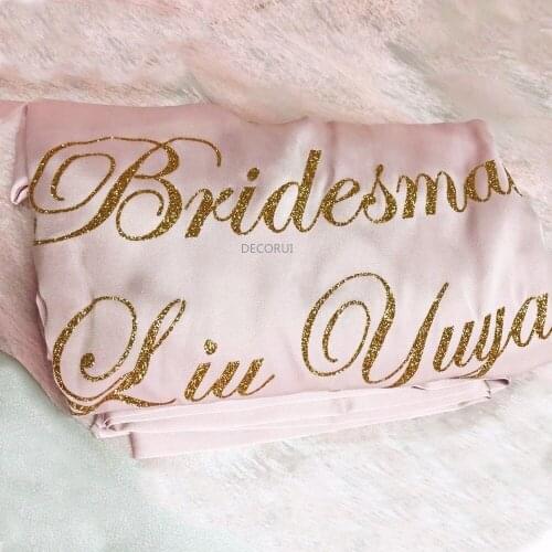 5pcs Lot Custom Printing Logo Silk Robes Wedding Bridal Shower Party Bride Maid of Honor Gift Robe Brides Maid Gifts