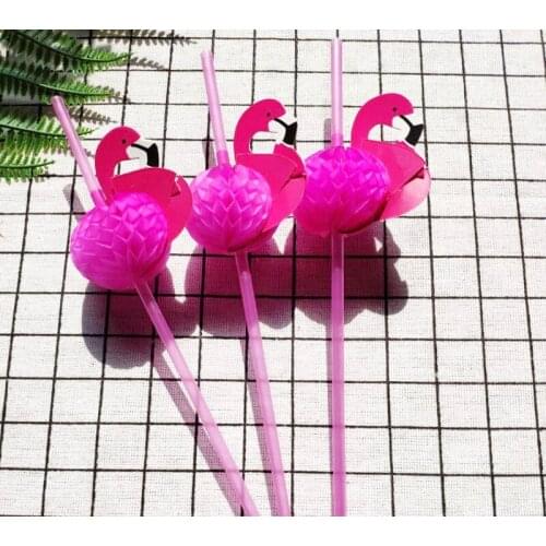 50pcs/Set Disposable Paper Flamingo Straws Creative Glitter Drinking Straw Fashion Birthday Party Supplies