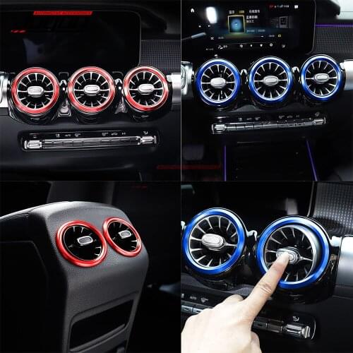 7pcs Aluminum Car Dashboard Side Airvent Rear AC Vent Trim For Mercedes Benz A B GLA GLB CLA A45 W177 V177 C118 W118 2020 2021