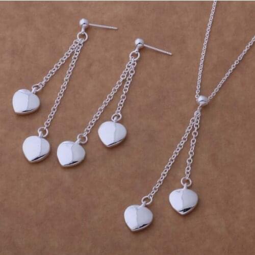 AS061 Lucky Silver Color 925 Jewelry Sets For Women Earring 226 + Necklace 604 /bfdajwka Addaiuka