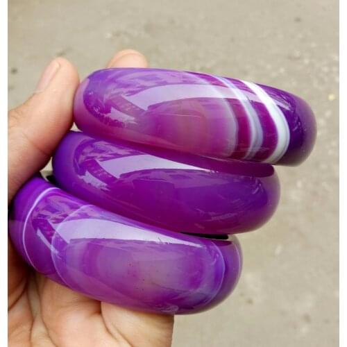 100% Jade Bracelet wide cuff NATURE BEAUTIFUL purple charm sweet agate bangle bracelet luck 56-64MM