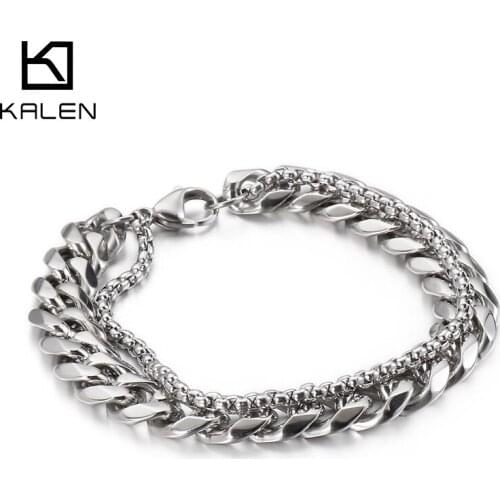 Kalen Simple Stainless Steel Mens Detachable Bracelet Pearl Chain O-chain Combination Jewelry Accessories