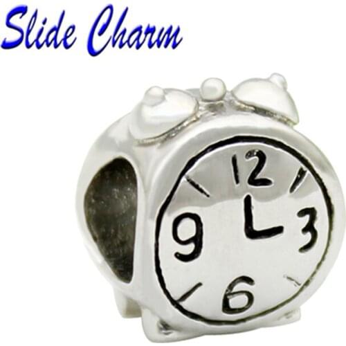 5mm straight hole fashion jewelry DIY charm, European and American style alarm clock charm beads Fit Pandora Bracelet Necklace