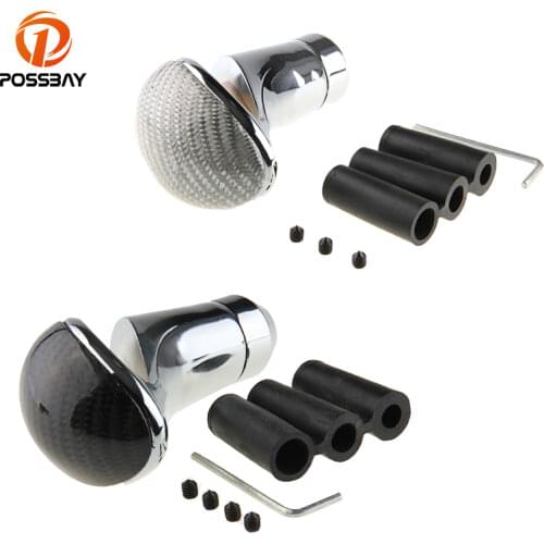 POSSBAY Universal Aluminum Car Gear Shift Knob Black/Silver Carbon Fiber Gear Stick Lever Knob Manual Transmission Gear Knobs