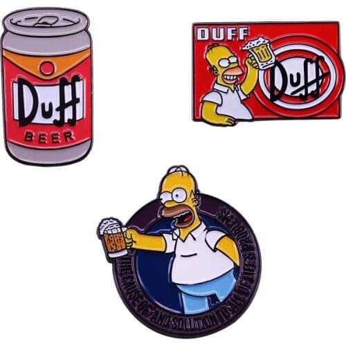 Duff beer enamel pin beer cans brooch cartoon jewelry