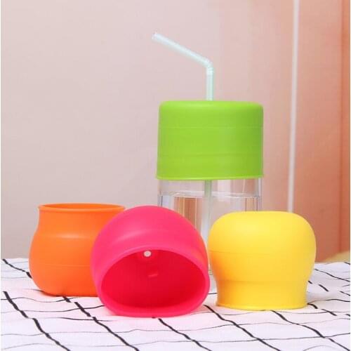 Anti - spill Elasticity Silicone Straw Cup Cover Children Drinking Water Training Infant Drink Cup Cover Colourful Cup lid LX473