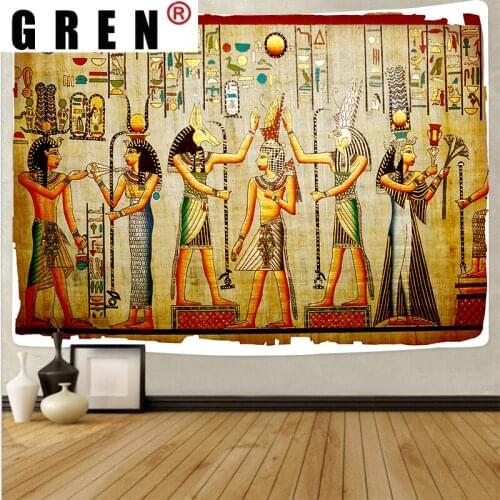 GREN Ancient Egypt Tapestry Mysterious African Tapestries Wall Art Cloth Table Cloth Background Beach Towel Blanket Home Decor