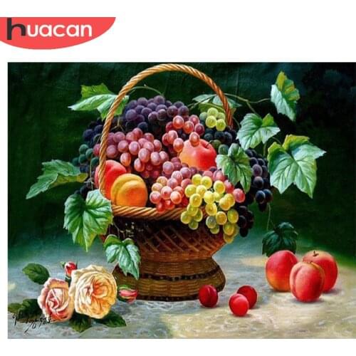 Huacan Diamond Embroidery Fruit Basket Crystals Full Diamond Mosaic Picture Pasted Cross Stitch Needlework Room Decor