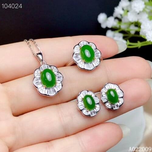 KJJEAXCMY fine jewelry 925 sterling silver inlaid natural Jasper earrings ring pendant lovely girl suit support test