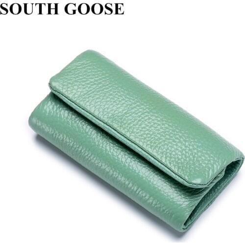 Genuine Leather Key Wallet Women Candy Keychain Cover Coin Pocket Men Multifunction Keys Organizer Housekeeper Fashion Key Pouch