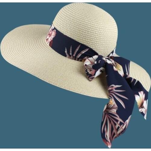 Summer Wide Brim Straw Hats Big Sun Hats For Women UV Protection Panama floppy Beach Hats Ladies bow hat chapeau femme ete