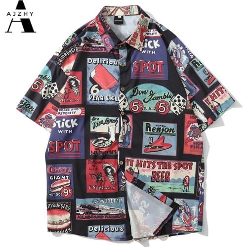 Shirts Men Casual Streetwear 2019 short Printed Vintage Shirts Hip Hop Harajuku Beach Fashion Hawaiian Casual Tee Shirt Homme