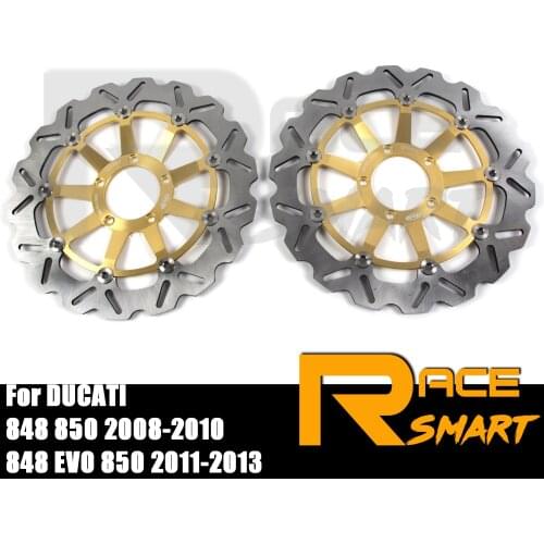 For DUCATI 848 2008-2010 Motorcycle CNC Floating Front Brake Disks Discs Rotors 848 EVO 2011-2013 848EVO 2012 Gold Aluminium New