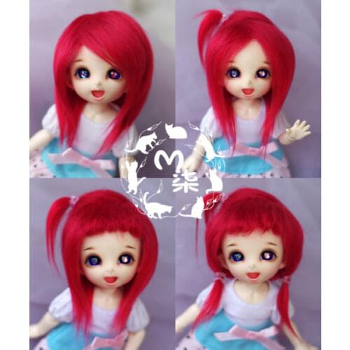 New 1/12 3-4 inch 9-10cm 1/8 4-5 inch 12cm 14cm BJD Plush fabric wig red color Fur Wig For AE PukiFee lati Antiskid BJD Doll Wig