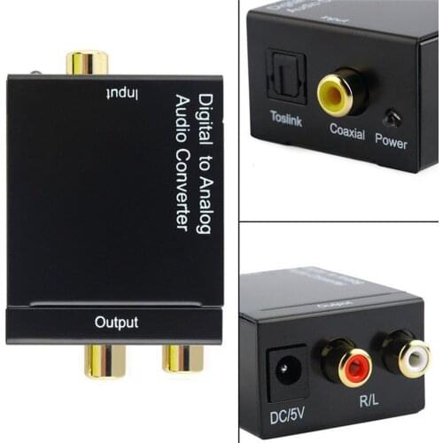 Optical Coaxial Toslink Digital To Analog Audio Converter Adapter RCA L/R 3.5mm Output Port