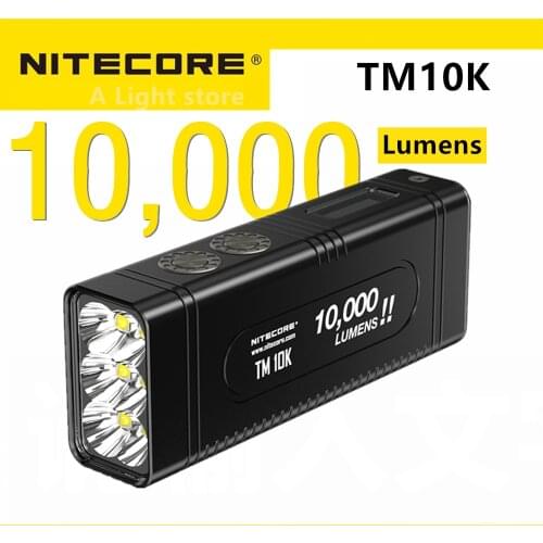 NITECORE TM10K flashlight max 10000 lumen Tiny Monster Rechargeable 6 CREE XHP35 HD LED screen throw 288 meter Type C charger