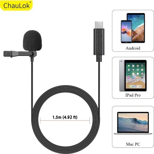 Professional Lavalier Microphone for OnePlus 8 Pro 7 7T Pro 6T USB Type C Audio Video Recording Condenser Mic for YouTube Vlog