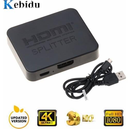 KEBIDU HDMI-compatible 1 in 2 out 1080p 4K 1x2 HDCP Stripper 3D Splitter Power Signal Amplifier 4K HDMI-compatible Splitter