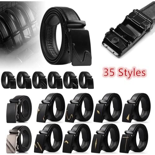 Mens Belt Automatic Ratchet Buckle with Cow Genuine Leather Belts for Men luxury brand male strap 110cm length