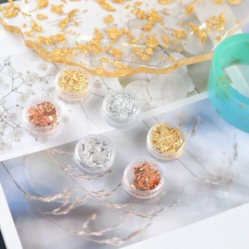 DIY Gold Foil Rose Flake Siver Leaf Foil Filling Material Box For Nail Beauty Gilding Manicure Epoxy Resin Mold Making Tools