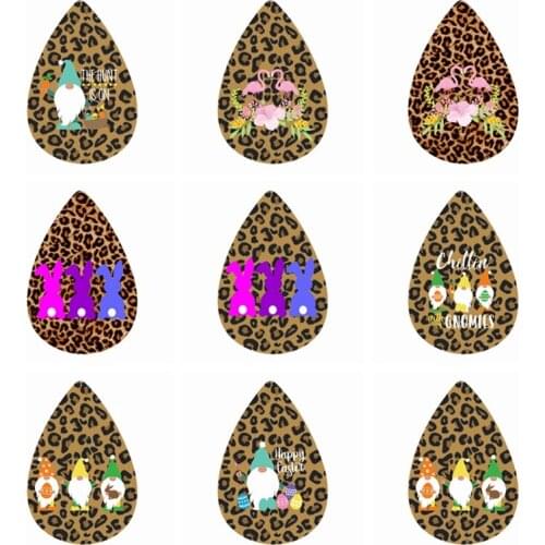 30pcs / 15pairs CM-AMB-FLAMINGOFLORALS FAUX LEATHER GNOMES EASTER LEOPARD Leopard Print EARRINGS STOCK FOR LOVE 2021
