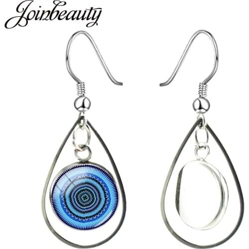 JOINBEAUTY Charm Mandala Buddhist Teardrop Dangle Earrings Hollow Out Pendant Earrings For Women Yoga Lovers Jewelry HN158