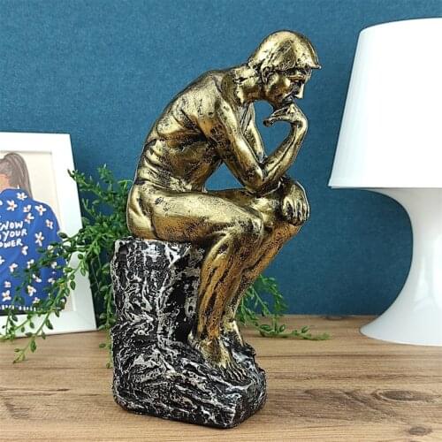 Resin Sandstone Thinkers Statue Retro Creative People Ornaments Home Decorations Accessories Handmade Crafts Gifts