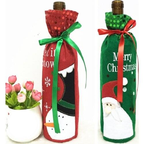 2016 Hot Newest Non-woven Fabrics Wine Bottle Bag Non-woven Santa Claus Snowman Christmas Gifts Decorations for Home