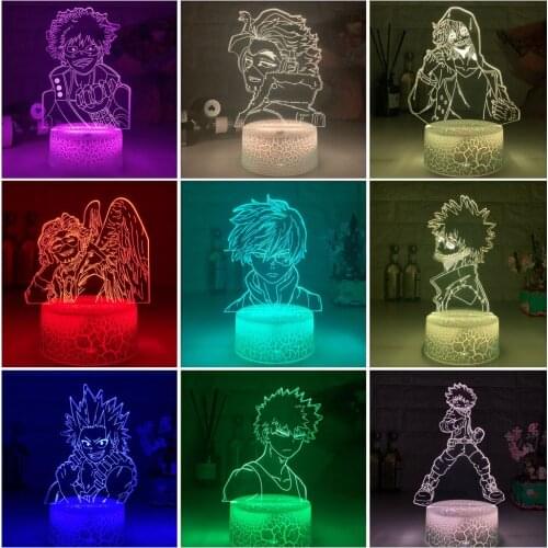 Anime My Hero Academia Shoto Todoroki Face Design Led Night Light Lamp for Kids Child Boys Bedroom Decor Acrylic Table Lamp Gift