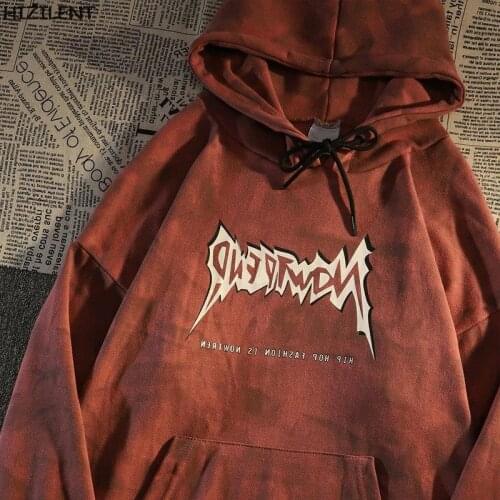 Vintage letter Print Oversized Hoodies Female sweatshirt Long Sleeve Women Distressed goth Winter Y2K Grunge clothes Streetwear
