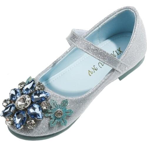 Girls Bridesmaids Heel Pump Shoes Kids Rhinestone Flower Mary Jane Shoes Children Princess Dress Shoes Classic Ballerina Flats