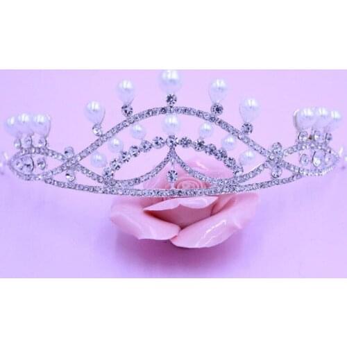 High Quality Romantic Wedding Hair Accessories Crystal Pearl HairPin Bride Rhinestone Tiara Bridal Crown MYQC005